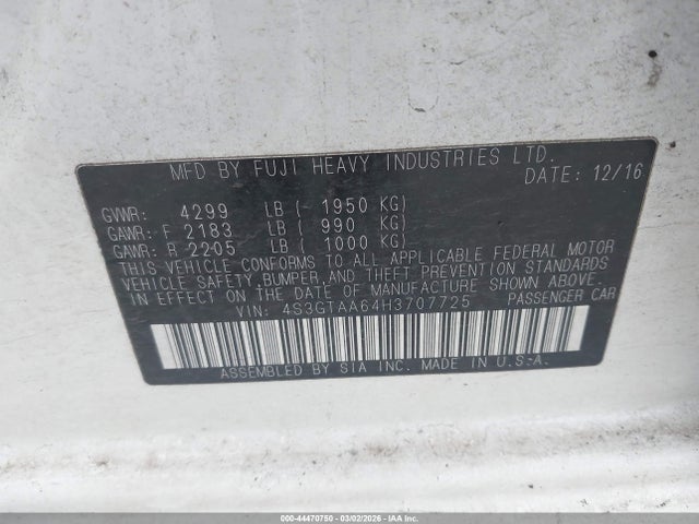 4S3GTAA64H3707725 Subaru Impreza 2.0i