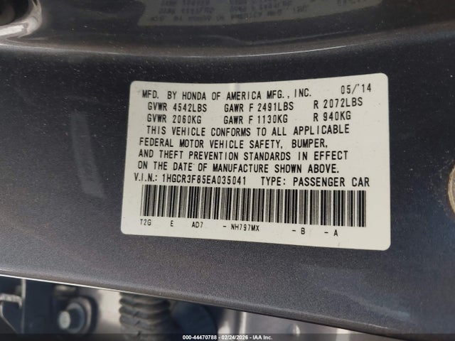 Honda Accord Ex-l V-6 2014 1HGCR3F85EA035041 Image 9
