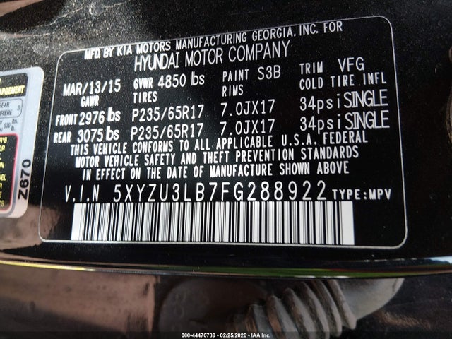 5XYZU3LB7FG288922 Hyundai Santa Fe Sport 2.4l