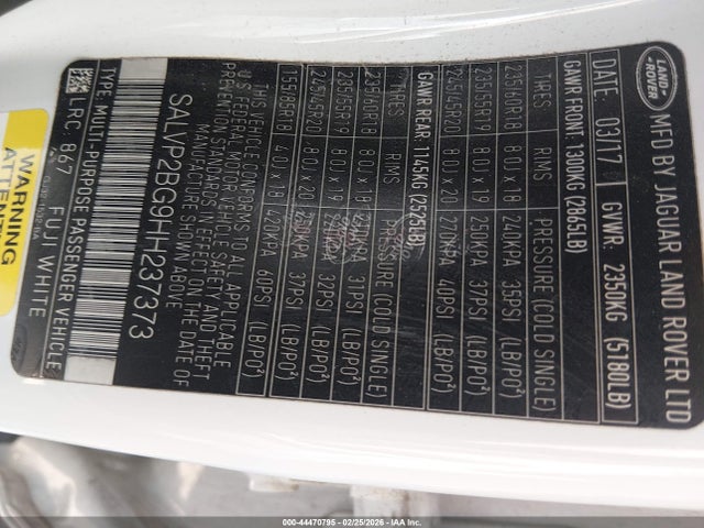 SALVP2BG9HH237373 Land Rover Range Rover Evoque Se/se Premium