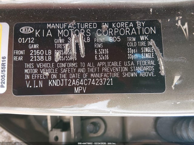 2012 KIA SOUL KNDJT2A64C7423721 Photo 8