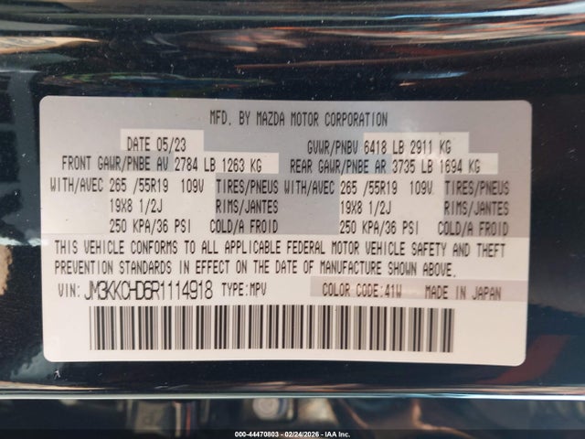 Auction sale of the 2024 Mazda Cx-90 3.3 Turbo Preferred Plus, vin: JM3KKCHD6R1114918, lot number: 44470803