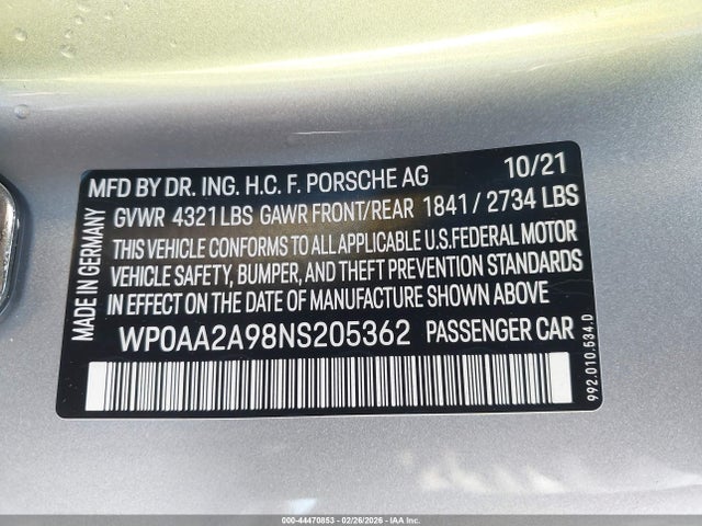 2022 PORSCHE 911 WP0AA2A98NS205362 Photo 8