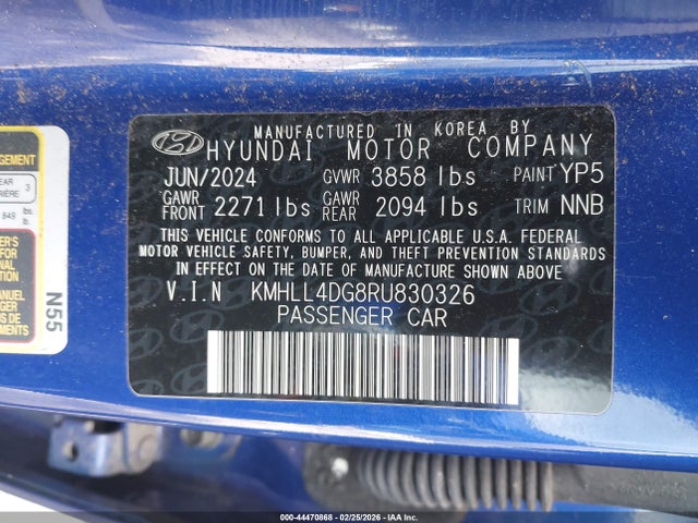 KMHLL4DG8RU830326 Hyundai ELANTRA SE