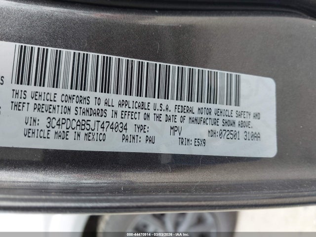 3C4PDCAB5JT474034 Dodge JOURNEY SE