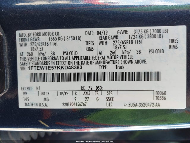 2019 FORD F-150 1FTEW1E57KKD48383 Photo 8