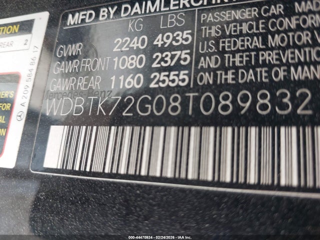 2008 MERCEDES-BENZ CLK 550 WDBTK72G08T089832 Photo 8