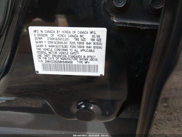 44470941 :رقم المزاد ، 2HNYD28258H546450 vin ، 2008 Acura Mdx مزاد بيع