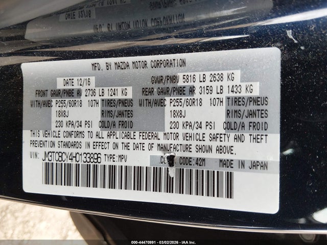 Mazda Cx-9 Touring 2017 JM3TCBCY4H0133896 Image 9