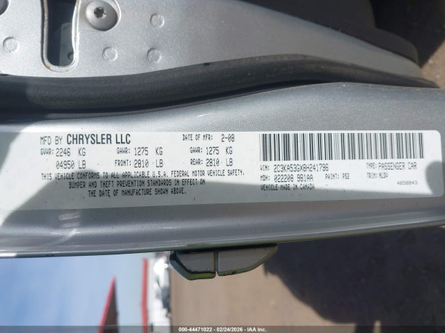Продажа на аукционе авто 2008 Chrysler 300 Touring, vin: 2C3KA53GX8H241796, номер лота: 44471022