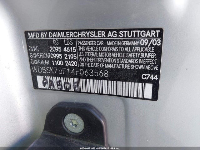 2004 MERCEDES-BENZ SL 500 WDBSK75F14F063568 Photo 8
