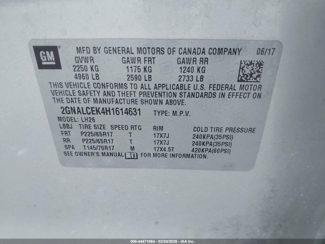 Chevrolet EQUINOX LT 2017 2GNALCEK4H1614631 Image 9