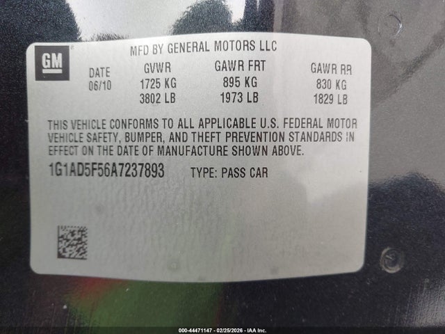 2010 CHEVROLET COBALT 1G1AD5F56A7237893 Photo 8