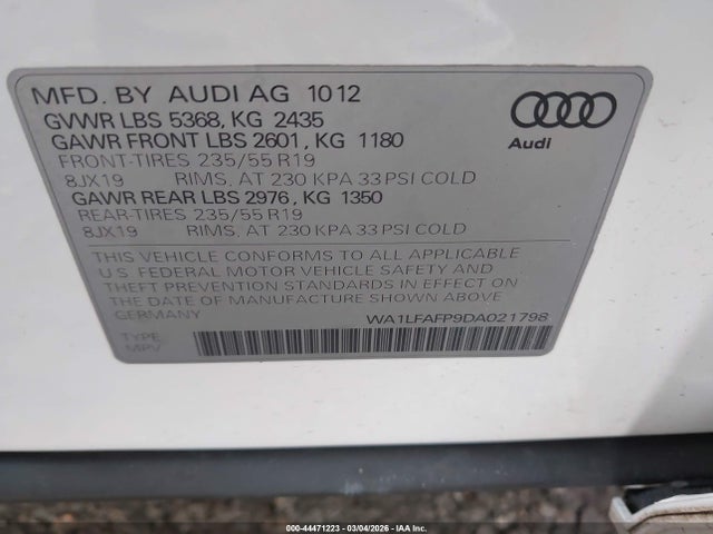 2013 AUDI Q5 WA1LFAFP9DA021798 Photo 8