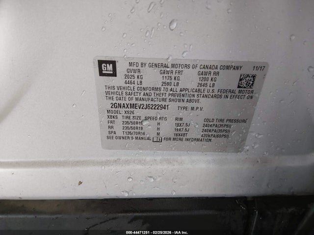 2018 CHEVROLET EQUINOX 2GNAXMEV2J6222941 Photo 8