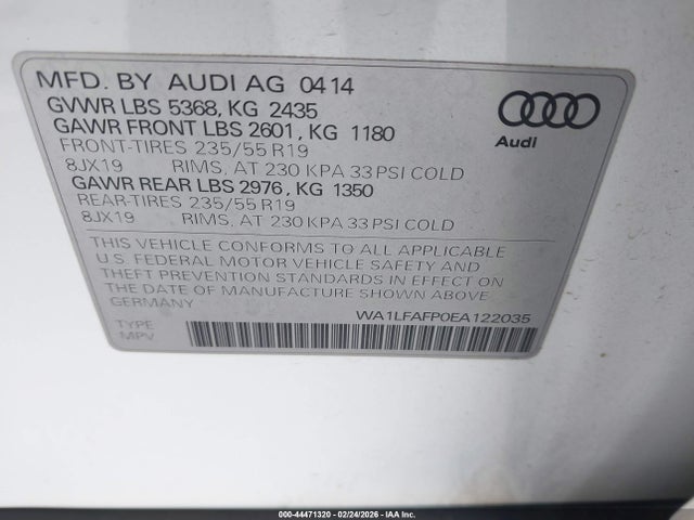 2014 AUDI Q5 WA1LFAFP0EA122035 Photo 8