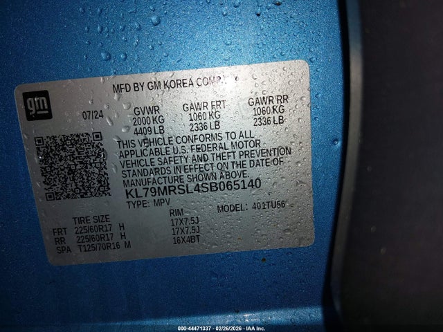 Продаж на аукціоні авто 2025 Chevrolet Trailblazer Awd Lt, vin: KL79MRSL4SB065140, номер лоту: 44471337
