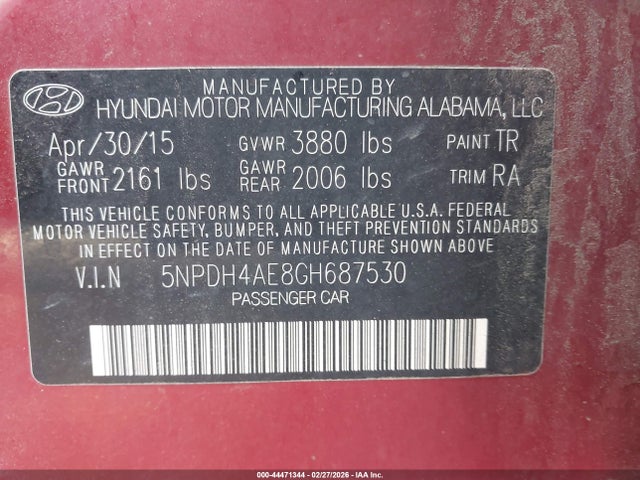 Hyundai ELANTRA SE 2016 5NPDH4AE8GH687530 Image 9