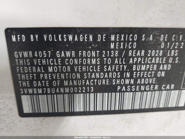 2022 VOLKSWAGEN JETTA 3VWBM7BU4NM002213 Photo 8