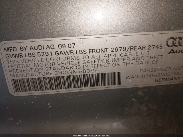 2008 AUDI A6 WAUDH74F88N051582 Photo 8