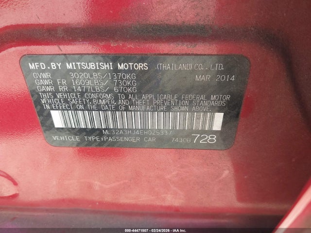 2014 MITSUBISHI MIRAGE ML32A3HJ4EH025337 Photo 8