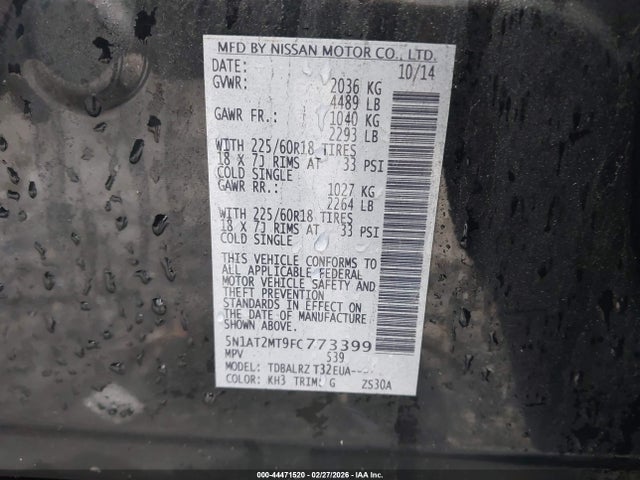 5N1AT2MT9FC773399 Nissan Rogue Sl