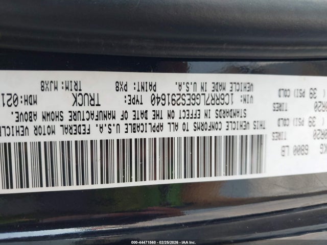 Продаж на аукціоні авто 2014 Ram 1500 Big Horn, vin: 1C6RR7LG6ES291640, номер лоту: 44471560