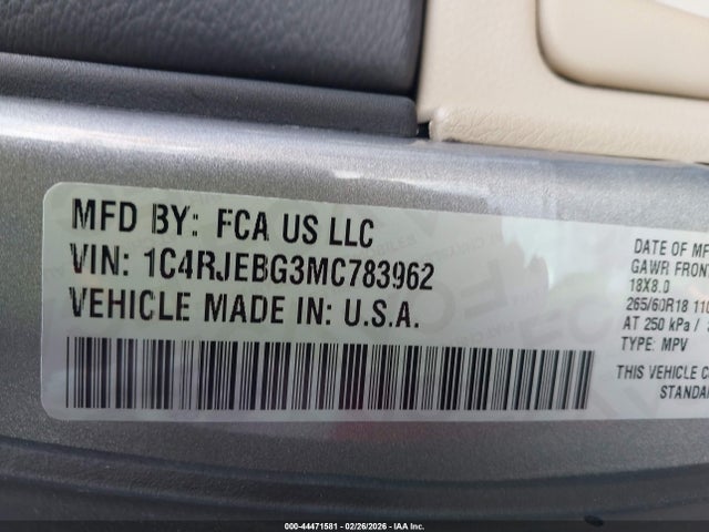 2021 JEEP GRAND CHEROKEE 1C4RJEBG3MC783962 Photo 8