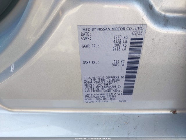 Aukcja sprzedaży 2024 Nissan Altima Sv Fwd, vin: 1N4BL4DVXRN330750, numer aukcji: 44471672