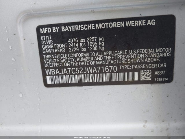 Продажа на аукционе авто 2018 Bmw 530i Xdrive, vin: WBAJA7C52JWA71670, номер лота: 44471676