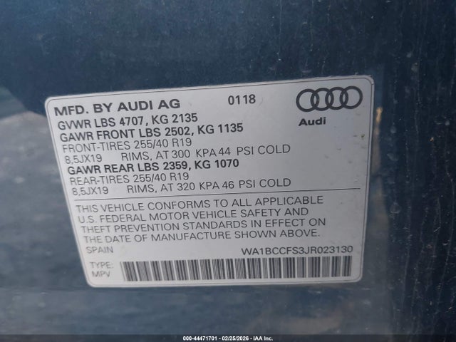 2018 AUDI Q3 WA1BCCFS3JR023130 Photo 8