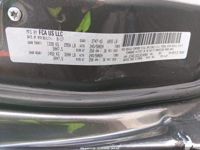 Aukcja sprzedaży 2018 Chrysler Pacifica Limited, vin: 2C4RC1GG3JR100964, numer aukcji: 44471729