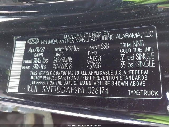 2022 HYUNDAI SANTA CRUZ 5NTJDDAF9NH026174 Photo 8