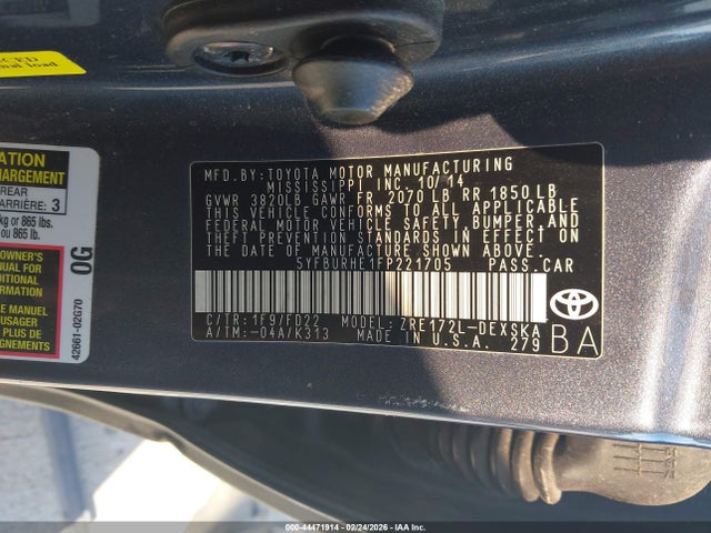 5YFBURHE1FP221705 Toyota Corolla S