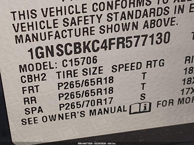 Chevrolet Tahoe Lt 2015 1GNSCBKC4FR577130 Image 9