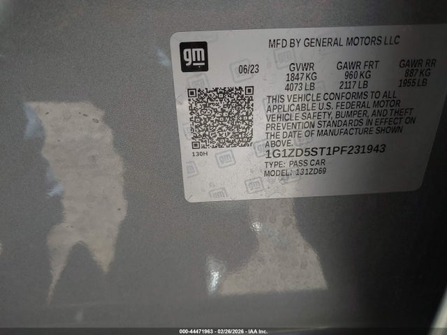 1G1ZD5ST1PF231943 Chevrolet Malibu Fwd 1lt