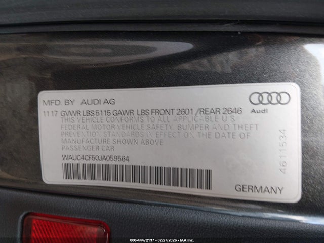 Aukcja sprzedaży 2018 Audi S5 3.0t Premium Plus, vin: WAUC4CF50JA059564, numer aukcji: 44472137