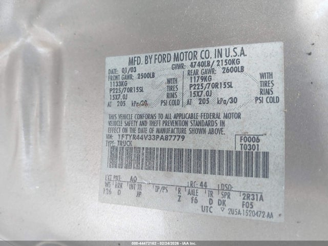 2003 FORD RANGER 1FTYR44V33PA87779 Photo 8