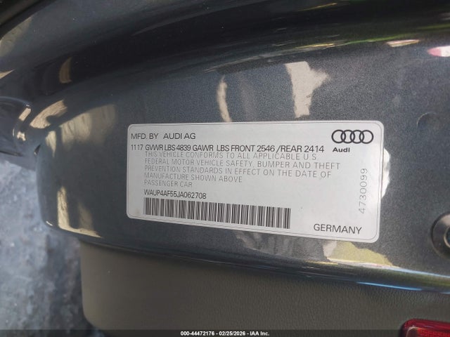 Продажа на аукционе авто 2018 Audi S5 3.0t Premium Plus, vin: WAUP4AF55JA062708, номер лота: 44472176