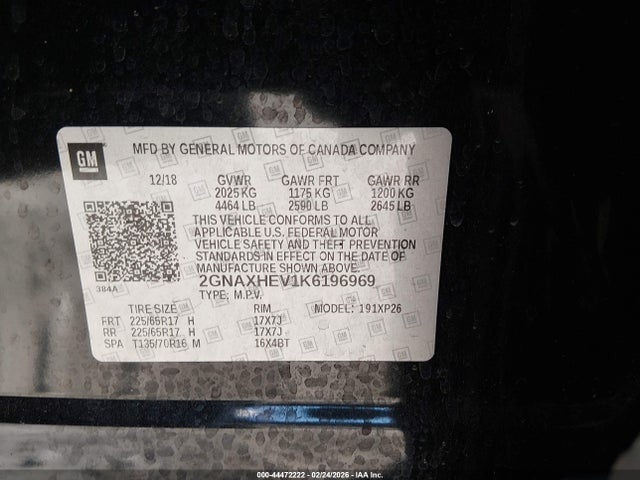 2GNAXHEV1K6196969 Chevrolet EQUINOX LS