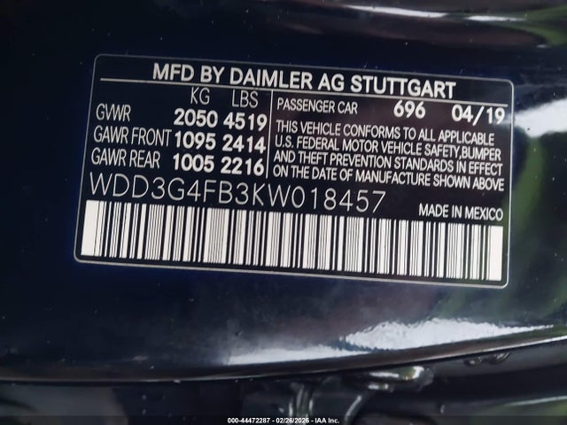 WDD3G4FB3KW018457 Mercedes-Benz A 220 4matic