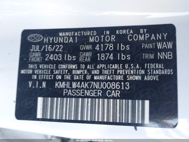2022 Hyundai Elantra N მანქანა იყიდება აუქციონზე, vin: KMHLW4AK7NU008613, აუქციონის ნომერი: 44472315