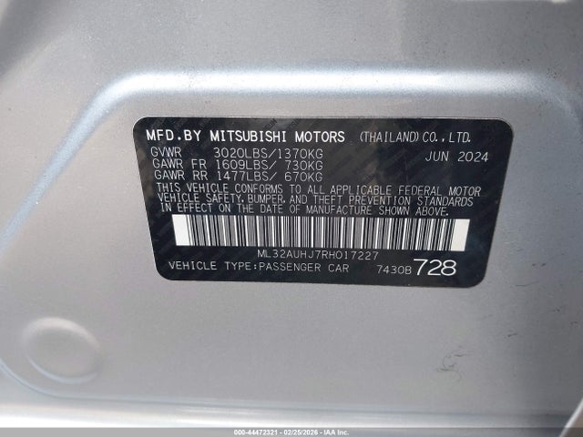 2024 MITSUBISHI MIRAGE ML32AUHJ7RH017227 Photo 8