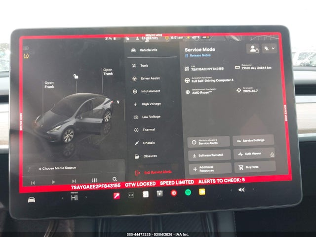 Продаж на аукціоні авто 2023 Tesla Model Y Awd/long Range Dual Motor All-wheel Drive, vin: 7SAYGAEE2PF843155, номер лоту: 44472325