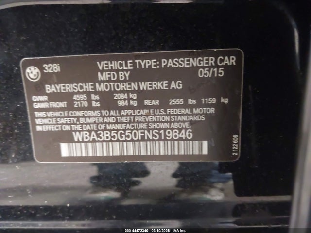 Aukcja sprzedaży 2015 Bmw 328i Xdrive, vin: WBA3B5G50FNS19846, numer aukcji: 44472340