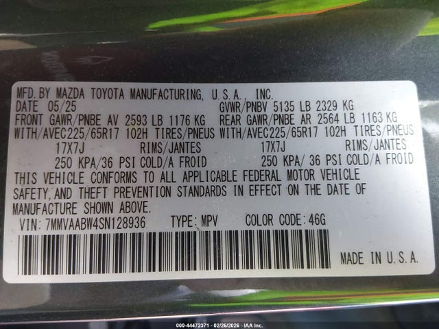 Aukcja sprzedaży 2025 Mazda Cx-50 Hybrid Preferred Package, vin: 7MMVAABW4SN128936, numer aukcji: 44472371