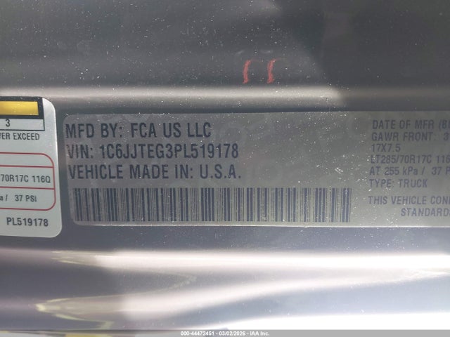 2023 Jeep Gladiator Mojave 4x4 მანქანა იყიდება აუქციონზე, vin: 1C6JJTEG3PL519178, აუქციონის ნომერი: 44472451