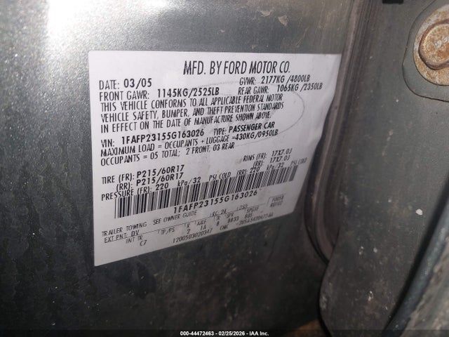 2005 FORD FIVE HUNDRED 1FAFP23155G163026 Photo 8