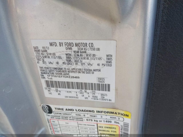 2013 FORD F-150 1FTFW1EF7DKE28489 Photo 8