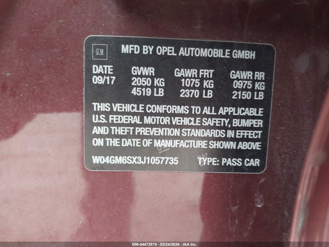 Продаж на аукціоні авто 2018 Buick Regal Sportback Preferred Ii, vin: W04GM6SX3J1057735, номер лоту: 44472575
